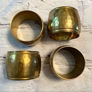 vintage Napkin Rings , Brass Napkin Rings,hammered brass, set of 4